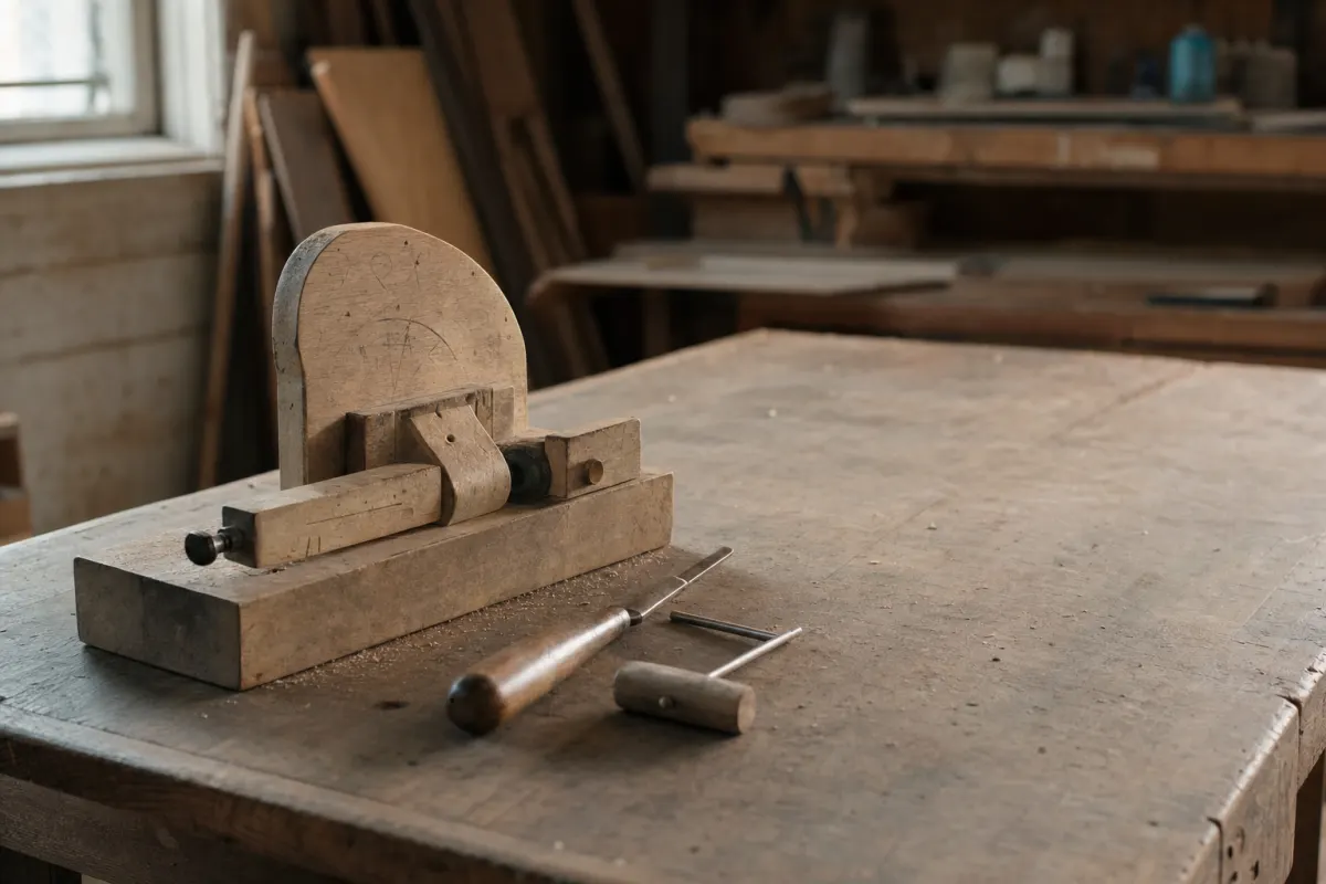ひとつの作業のためだけに作られた治具が、作業台の上に置かれている